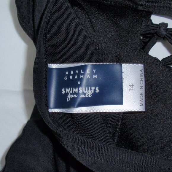 Swimsuits For All Ashley Graham Boss Black Ties Swimsuit One Piece Sz 14 - Picture 15 of 16
